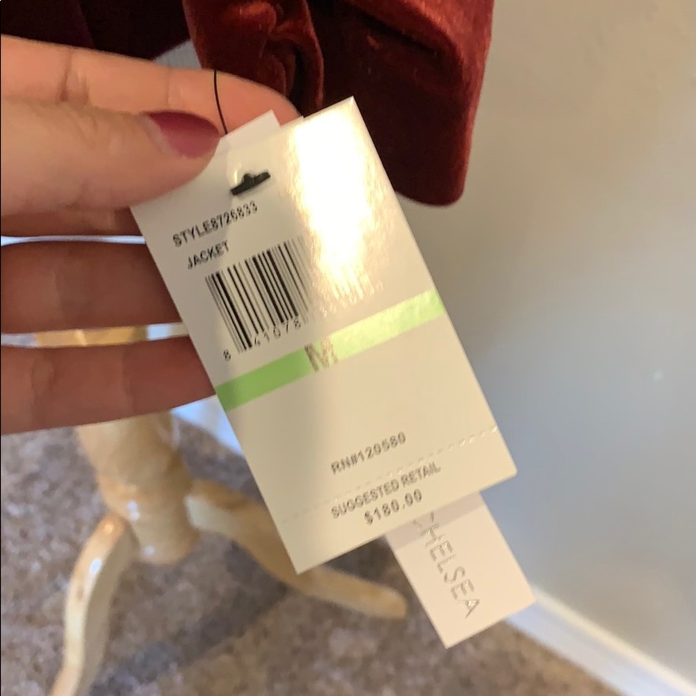 Wine velvet stretch blazer - Picture 2 of 7